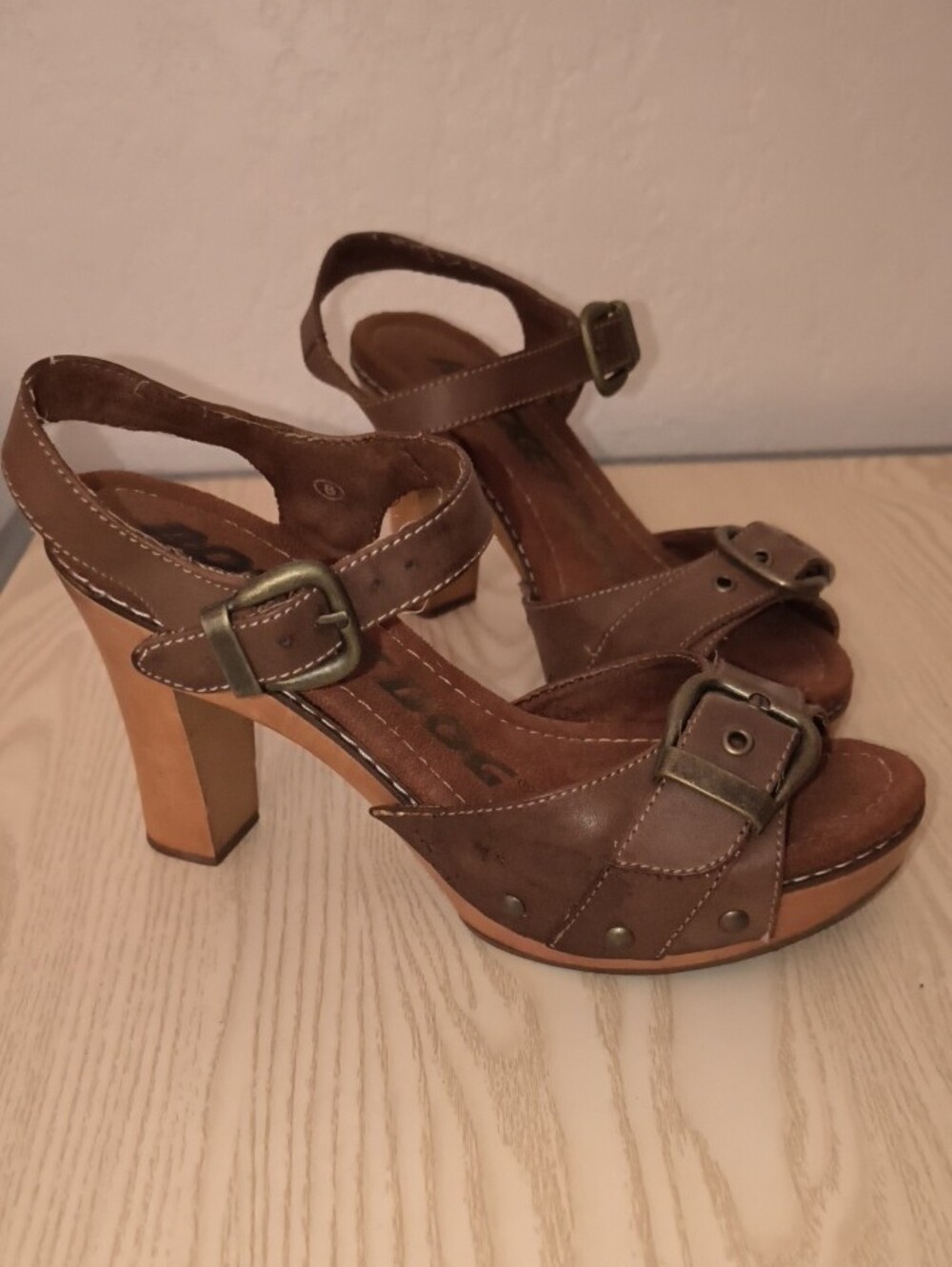 Rocket Dog Vintage Chunky Brown Faux Leather Platform Wedge Sandals Y2K Sz 8 VTG